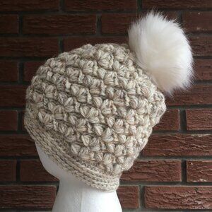 Crochet Blossom Beanie| Handmade Crochet Beanie with Pompom